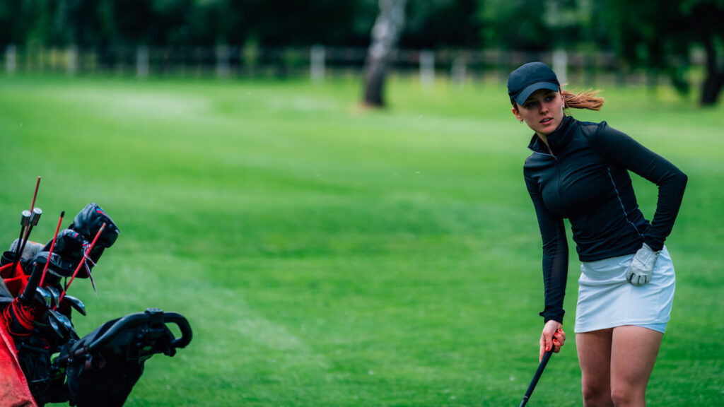 Woman playing golf