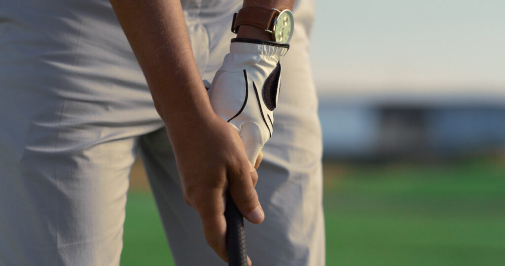 Close-up shot of a proper golf grip
