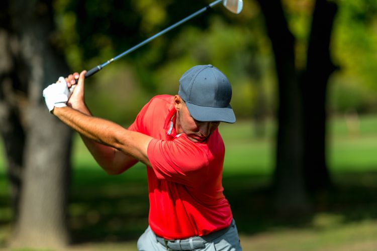 Golfer taking a backswing